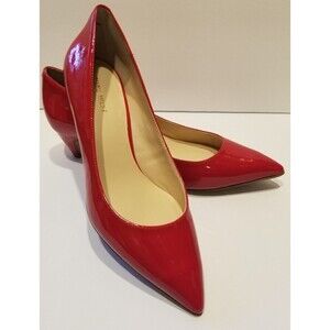 Nine West Women's Shoes Fanesa Pumps Red Patent Kitten Heel Size 9M NEW in Box